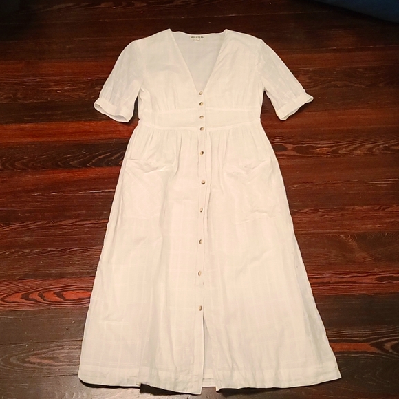 Whistles White Plaid Midi Dress - Picture 2 of 7